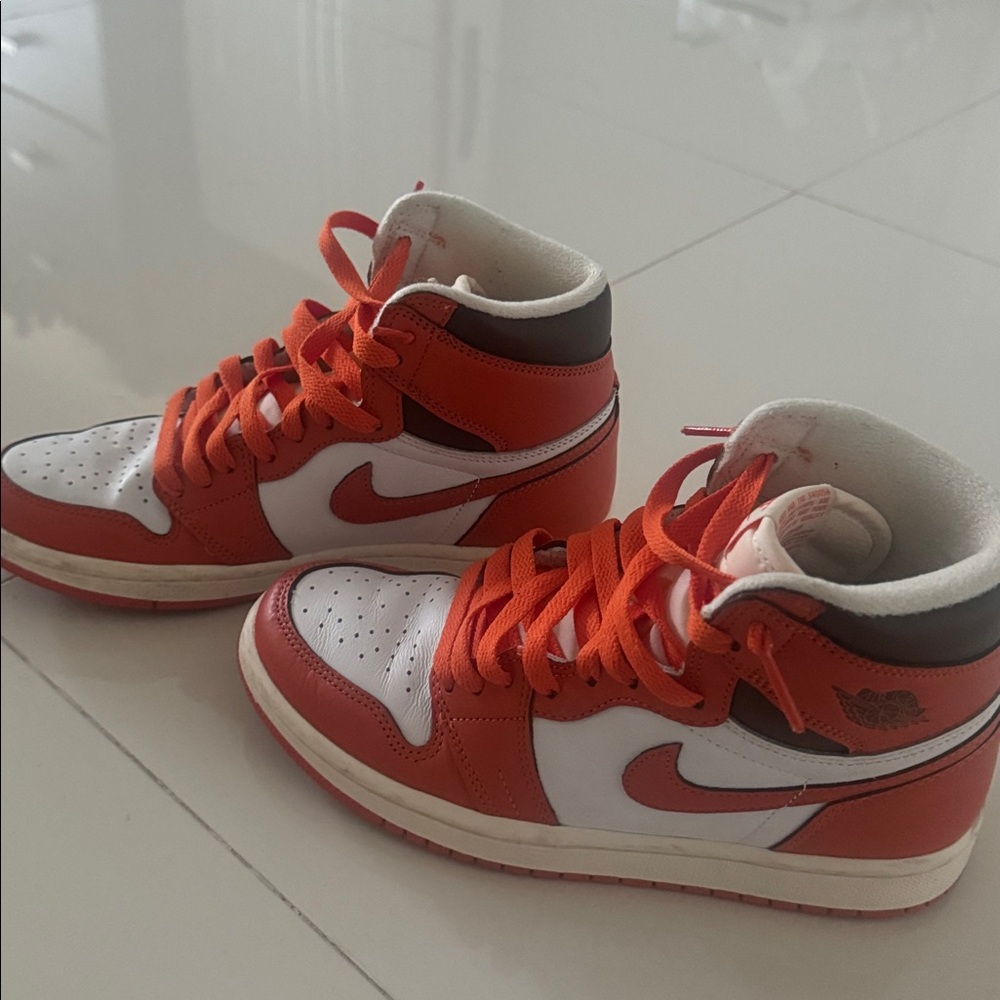 Nike Orange and White High-Top Sneakers